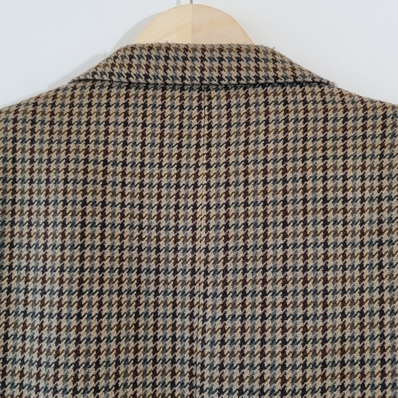 VTG Oscar De La Renta Men's Tan Houndstooth Sport Coat Sz 40R Beige Wool Office - Picture 8 of 12